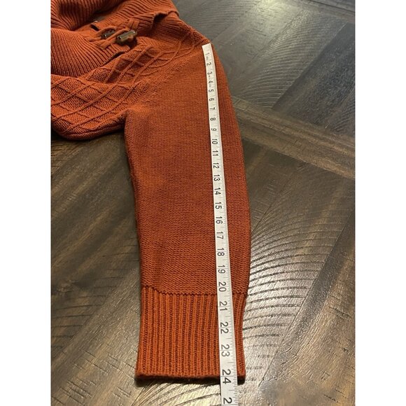 Fenn Wright Manson Rust Orange Cable Knit Tunic Sweater Toggle Cowl Neck Size 1X - Picture 10 of 11